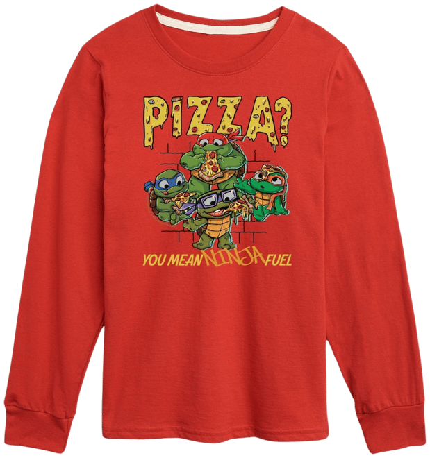 Teenage Mutant Ninja Turtles Mutant Mayhem - Pizza You Mean Ninja Fuel - Toddler & Youth Long Sleeve Graphic T-Shirt, Toddler Unisex, Size: Large, Red