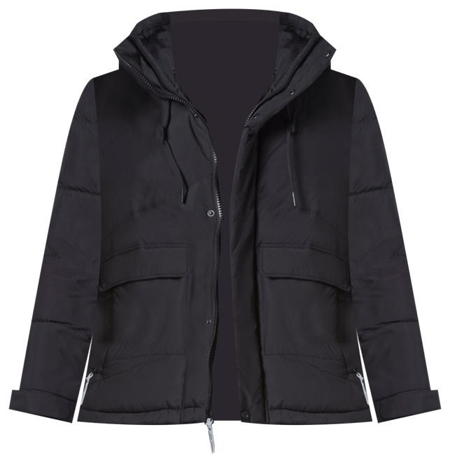 Andrew Marc Ingram Chevron Quilted Open Bottom Puffer with Snorkel Hood