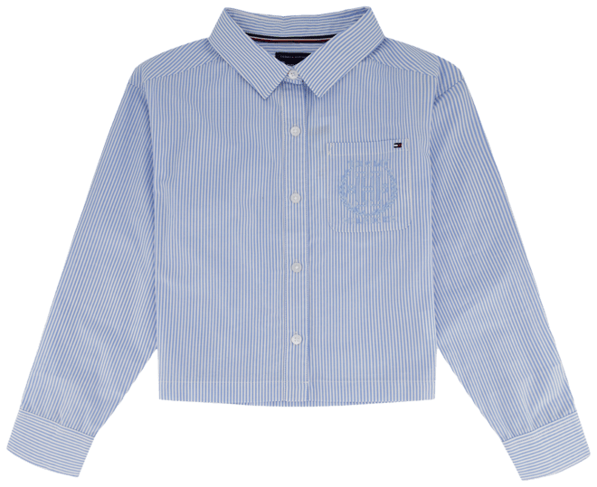 Tommy Hilfiger Big Girls Long Sleeve Ithaca Stripe Poplin Shirt