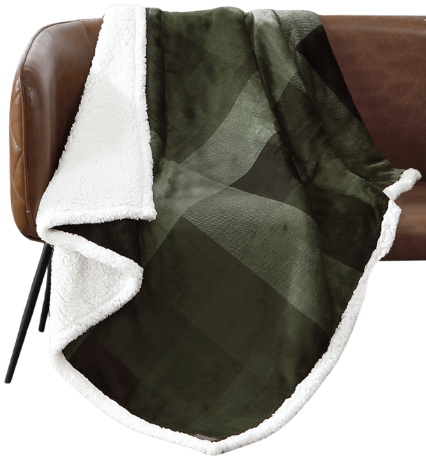 Pine Plaid Ultra Soft Plush Fleece Reversible Throw, 60" x 50"