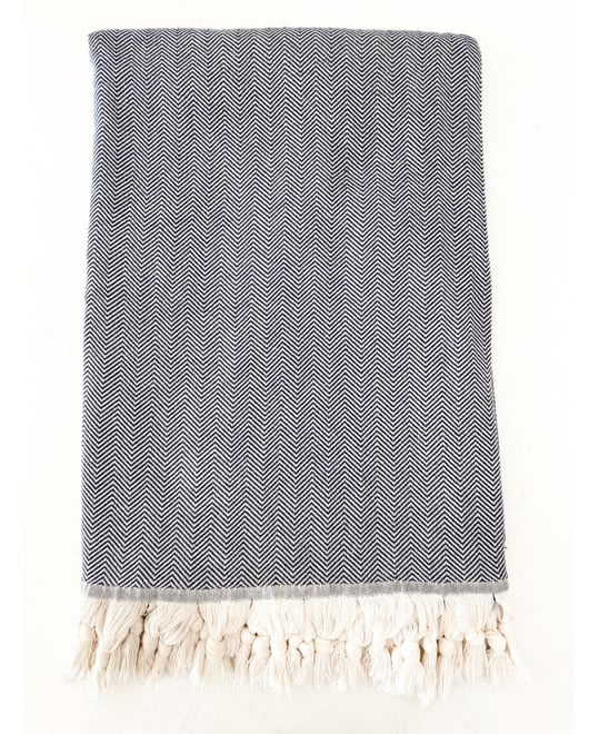 Navy throw sales blanket with tassels