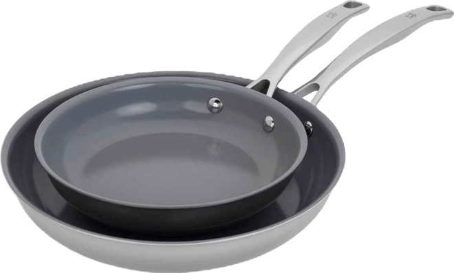Henckels Clad H3 Ceramic Nonstick 2-Piece Stainless Steel Ceramic Nonstick Frying Pan Set