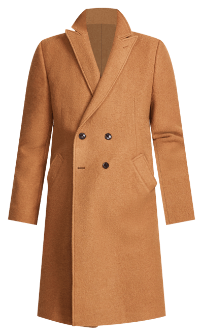 Men's Modern-Fit Solid Double-Breasted Overcoat