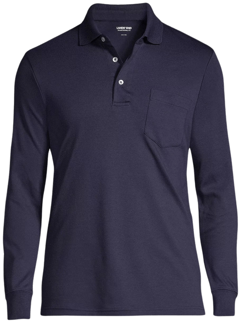 Big & Tall Long Sleeve Cotton Supima Polo Shirt with Pocket