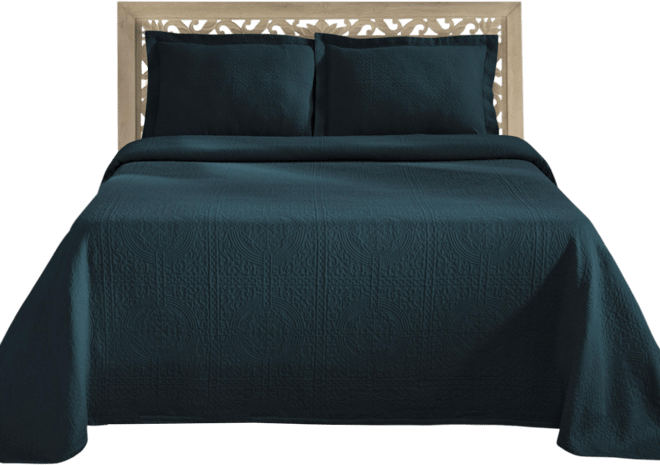 100% Cotton Fleur De Lis Medallion All-Season 2-Piece Coverlet Set, Twin