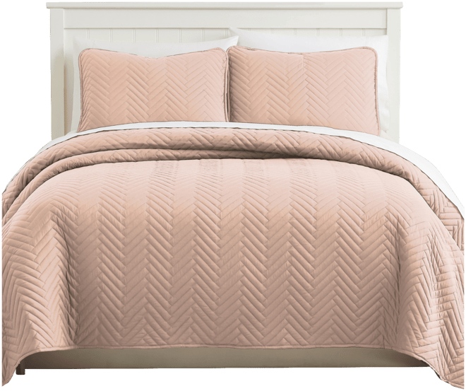 Solid Color Chevron 3-Pc. Quilt Set, King
