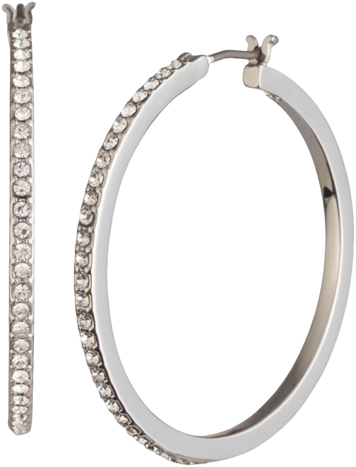Medium Pave Hoop Earrings, 1.22"