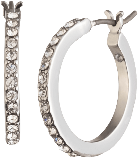 Small Pave Hoop Earrings, 0.54"