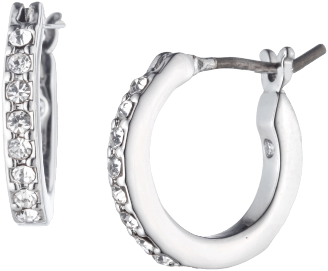 Extra-Small Pave Hoop Earrings, 0.35"