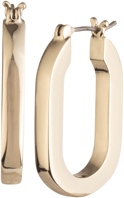 Gold-Tone Oval Link Hoop Earrings