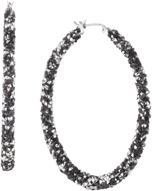 Crystal Hoop Earrings, 2"