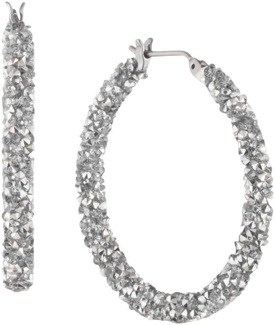 Crystal Hoop Earrings, 1-1/4"