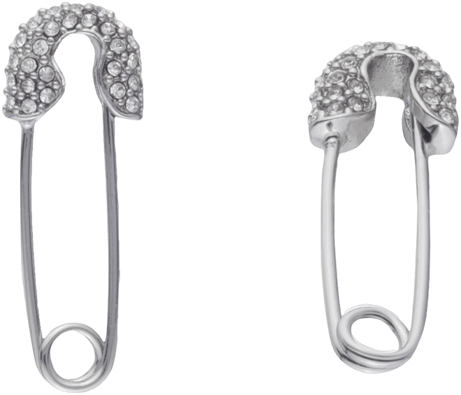 Pave Safety Pin Drop Earrings