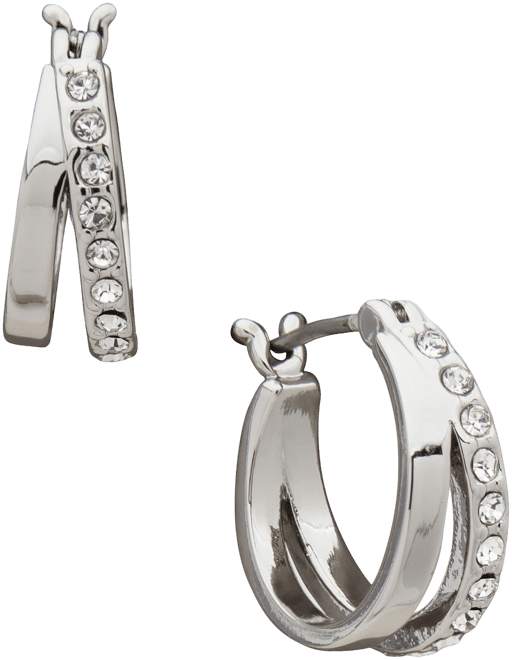 Extra-Small Pave Split Hoop Earrings, 0.49"