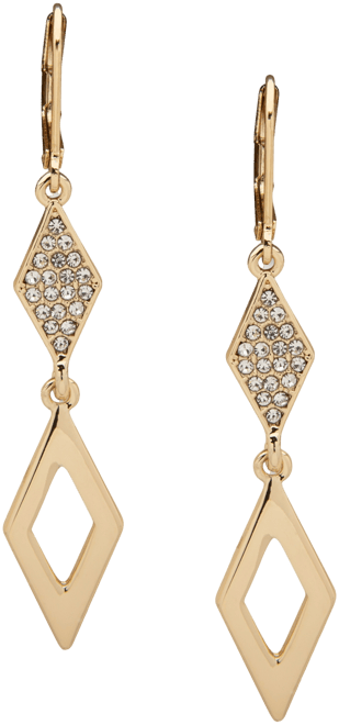 Gold-Tone Pave Geometric Drop Earrings