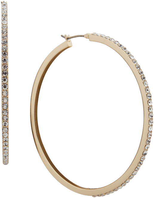 Large Pave Hoop Earrings, 2.2"