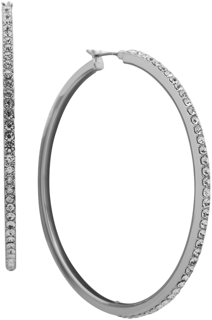 Large Pave Hoop Earrings, 2.2"