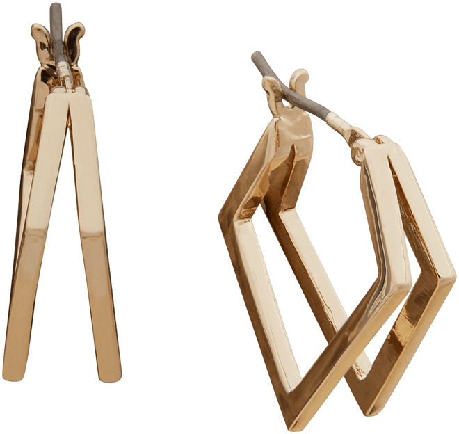 Small Geometric Split-Hoop Earrings, 0.51"