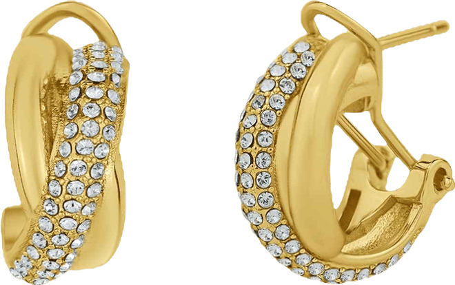 Clear Crystal Omega Hoop Earring