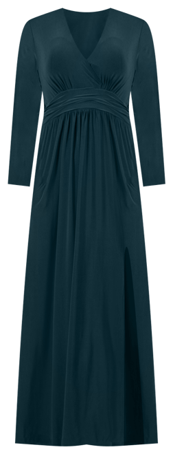 Women's Long Sleeve V-neck Side Slit Maxi Dress