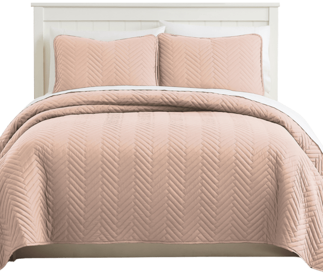 Solid Color Chevron 3-Pc. Quilt Set, Queen