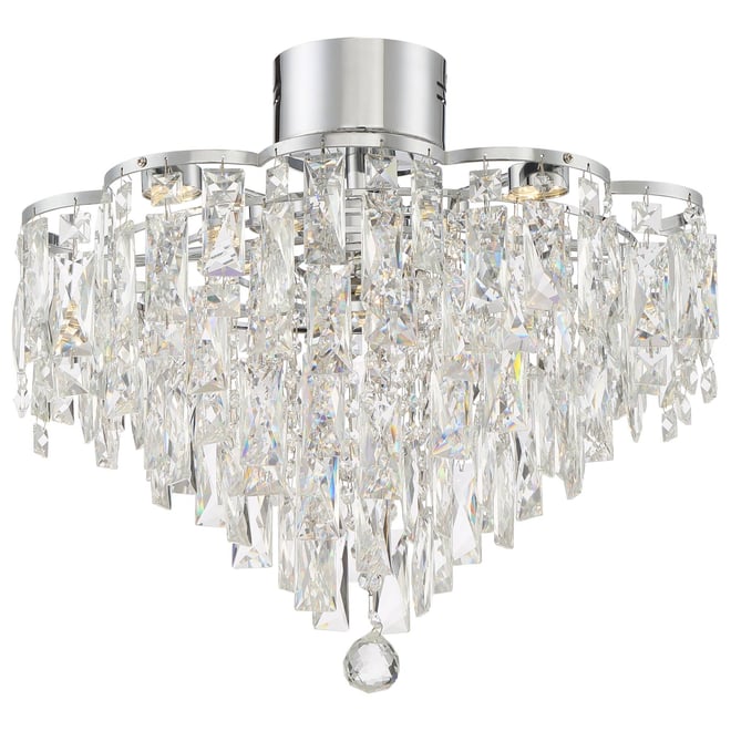 Vienna Full Spectrum Villette Luxury Close to Ceiling Light Semi-Flush Mount Fixture Led Chrome 19 3/4" Wide Chandelier Style Clear Crystal for House 