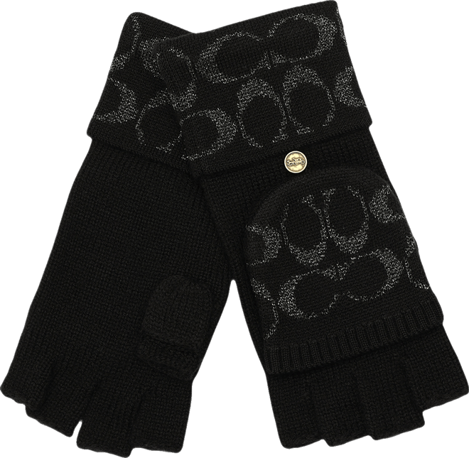 Women's Metallic Pop Top Logo Gloves