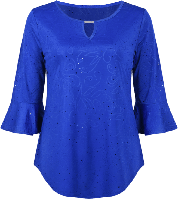 Petite 3/4 Bell Sleeve Top with Hardware