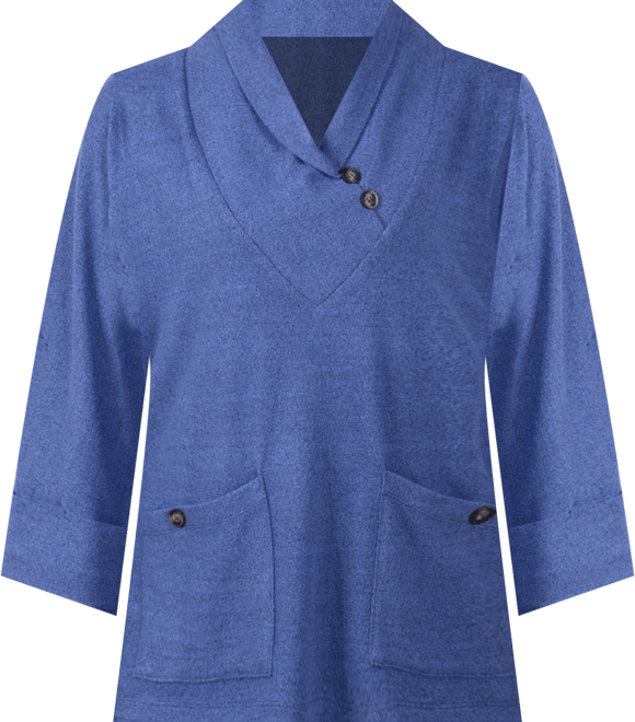 Petite Cuff Sleeve Shawl Collar Top