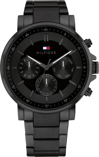 Men's Multifunction Black Stainless Steel Watch 43mm