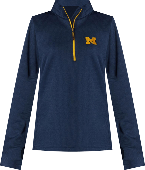 Women's  Navy Michigan Wolverines Park View Omni-Wick Half-Zip Top