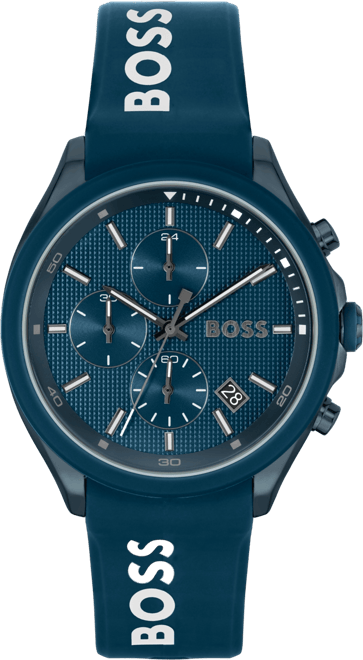 Men's Velocity Quartz Fashion Chronograph Blue Silicone Strap Watch 44mm