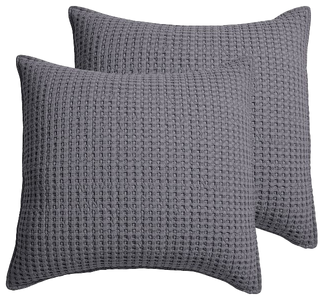 Levtex Home - Mills Waffle Grey Pewter Duvet Cover Set - King Duvet Cover +  Two King Pillow Cases - Grey Pewter Waffle Weave - Duvet Cover (106 x  94in.) and Pillow