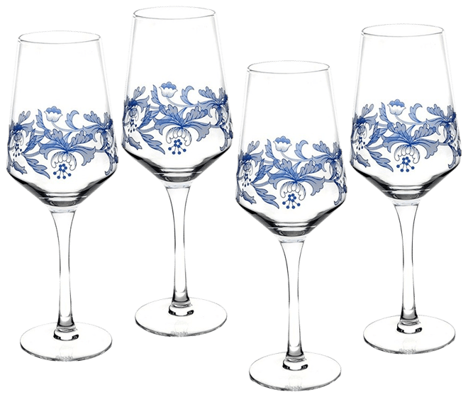 Spode Blue Italian Champagne Flutes Set of 4