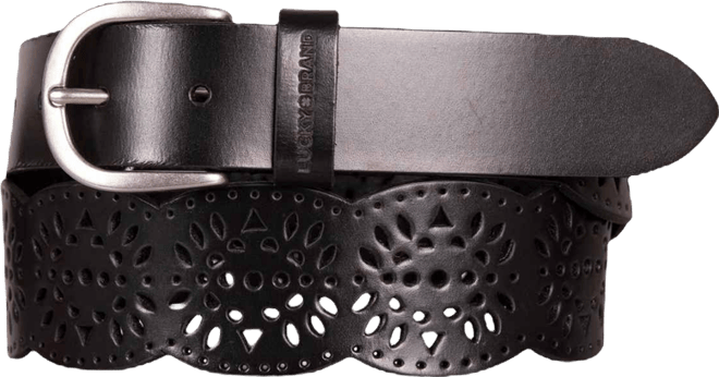 Women's Perforated Scalloped Edge Leather Belt