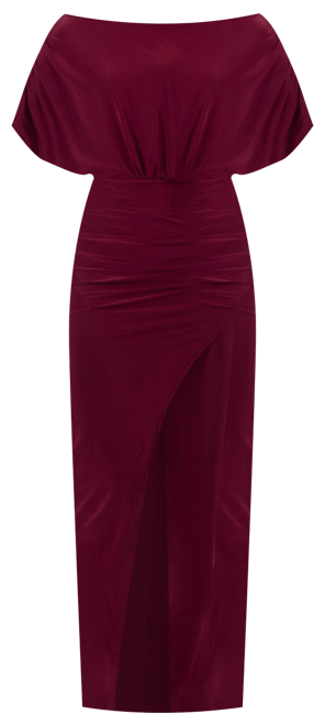 Women's Boat Neck Slit Maxi Dress