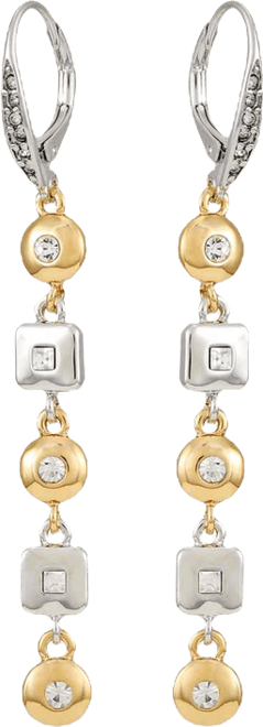 Two-Tone Clear Glass Stone Large Drop Earrings