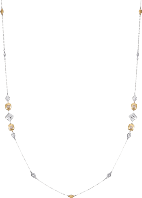 Silver-Tone Clear Glass Stone Charm Station Long Necklace