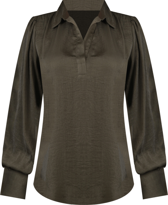 Women's Long Puff Sleeve Satin Blouse