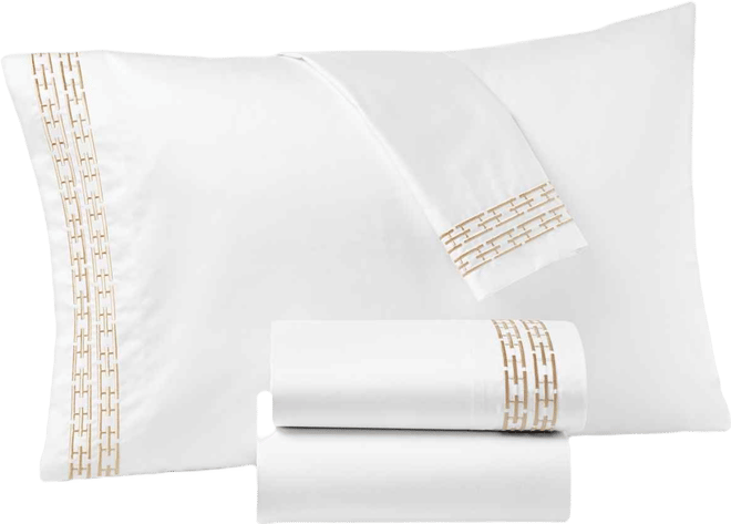 Chain Links Embroidered 100% Pima Cotton Pillowcase, Standard, Exclusively at Macy's