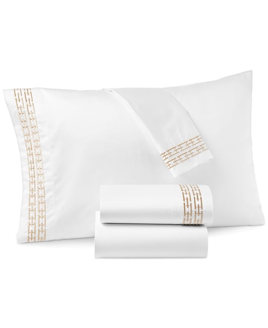 Chain Links Embroidered 100% Pima Cotton Pillowcase, King, Exclusively at Macy's