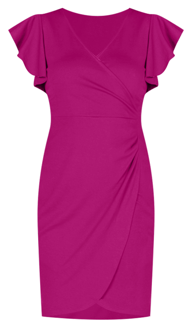 Women's V-neck Ruffle Sleeve Knee Length Dress