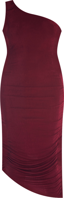 Plus Size One Shoulder Ruched Bodycon Dress
