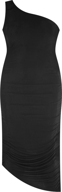 Plus Size One Shoulder Ruched Bodycon Dress