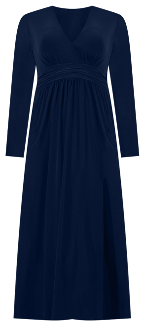 Plus Size Long Sleeve V-neck Maxi Dress