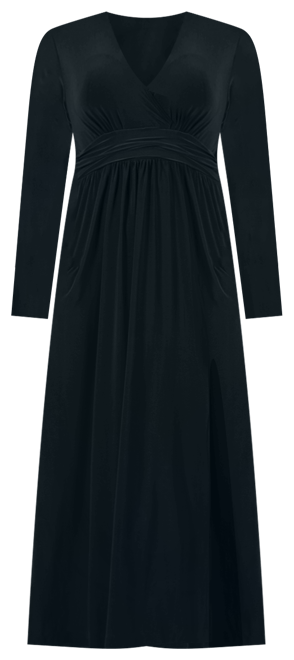 Plus Size Long Sleeve V-neck Maxi Dress