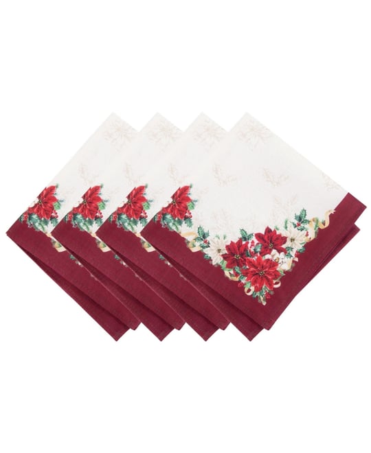 Poinsettia Garlands Engineered Napkins, Set of 4, 17" x 17"
