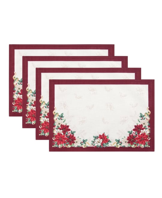 Poinsettia Garlands Engineered Placemats, Set of 4, 13" x 19"