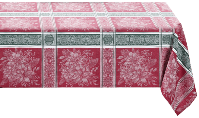 Poinsettia Plaid Jacquard Plaid Tablecloth, 52" x 70"