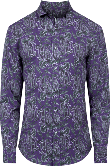 Men's Regular-Fit Non-Iron Performance Stretch Paisley Button-Down Shirt